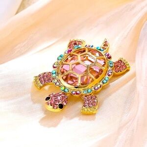 NWOT Pink and Green Jewelled Turtle Brooch